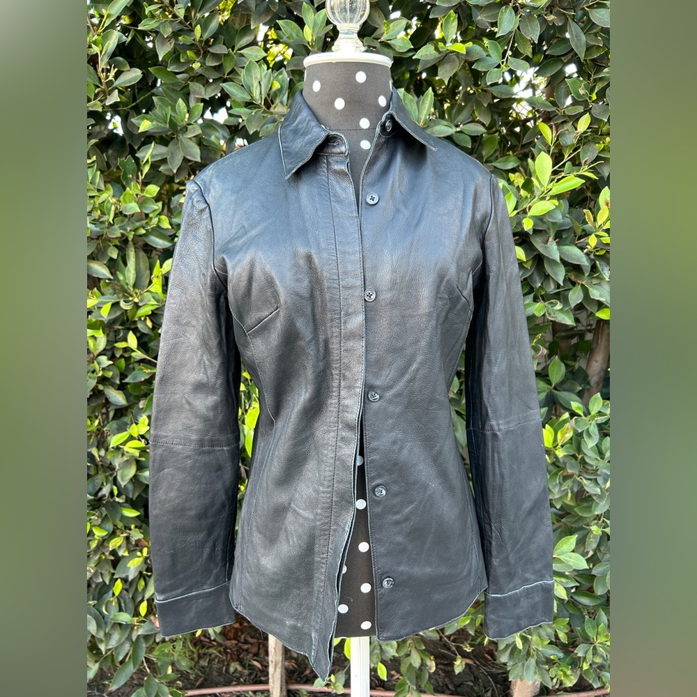 Express Classic Black Leather Jacket Size 5/6